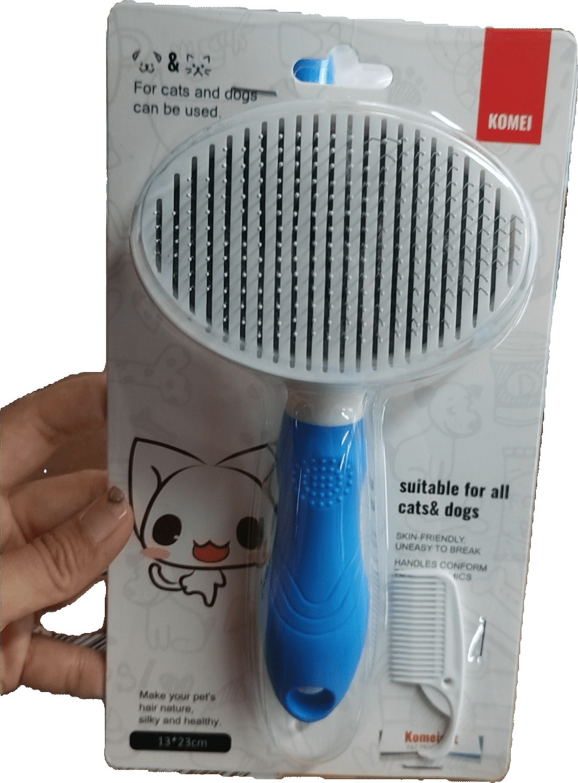 Dog & Cat Grooming Brush, Self Cleaning Slicker Brushes for Dogs Cats Pet Grooming Brush Tool Gently Removes Loose Undercoat, Mats Tangled Hair Slicker Brush for Pet Massage-Self Cleaning(Blue)