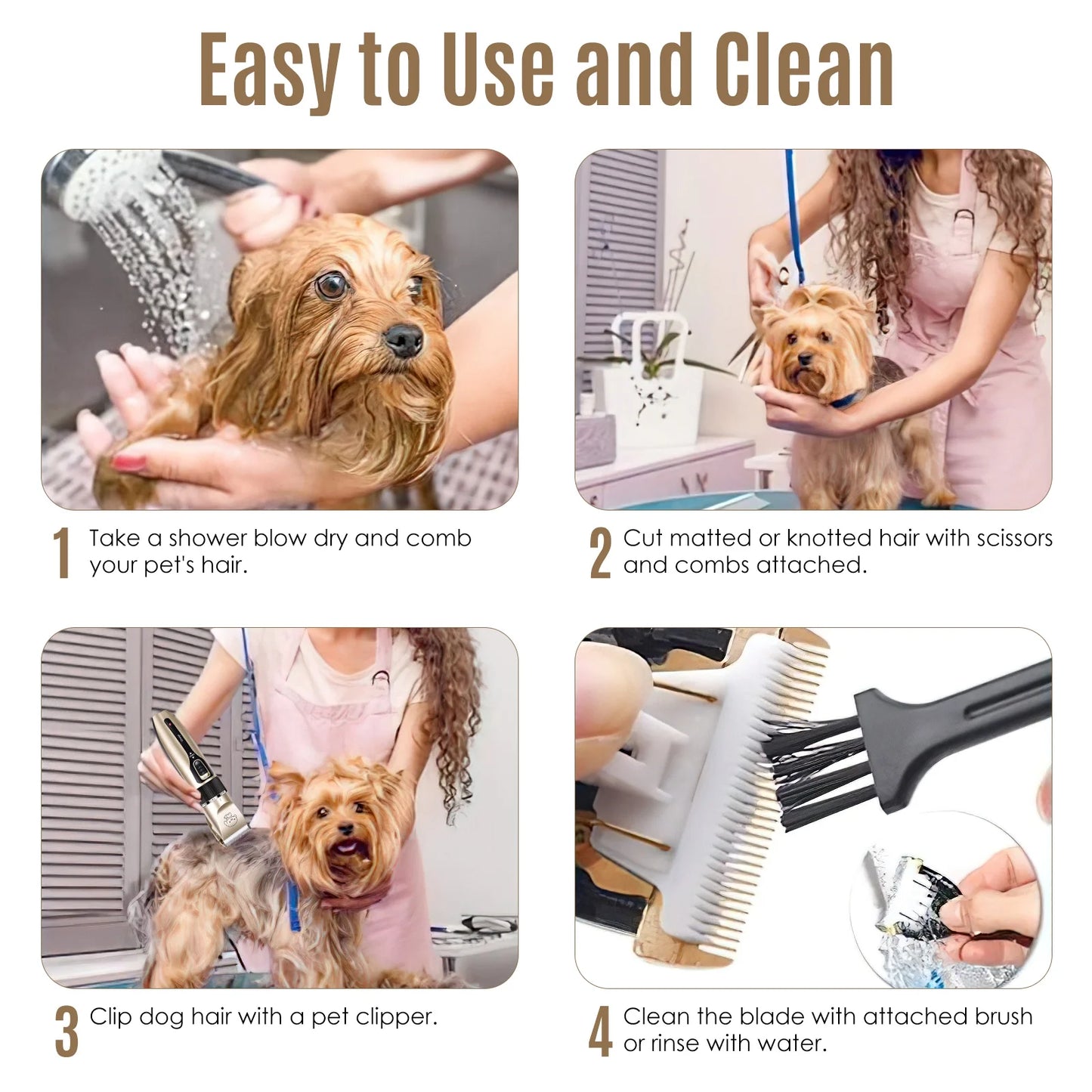 Dog Clippers, Cordless Dog Grooming Kit, Professional Quiet Electric Pets Hair Trimmers