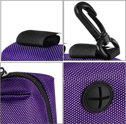 2Packs Dog Poop Bag Holder for Leash Attachment Dog Poop Bag Dispenser Dog Waste Bag Dispensers for Leash Accessory Dog Poop Bag Holders Dispensers & Hand Free Holder Metal Carriers, Black&Purple