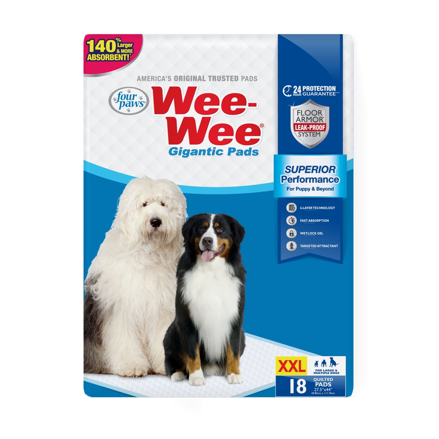 Wee Wee Gigantic Potty Training Dog & Puppy Pads, Pet Pee Pads, XXL 18 Count