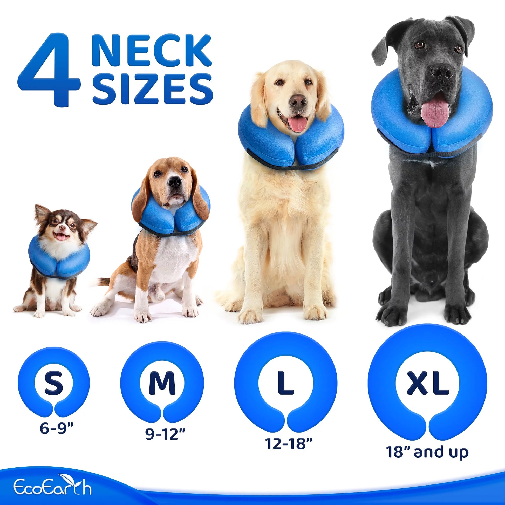 Inflatable Dog Cone (Large), after Surgery Anti-Bite Lick Wound Soft & Comfortable Protective Collar for Cats & Dogs by