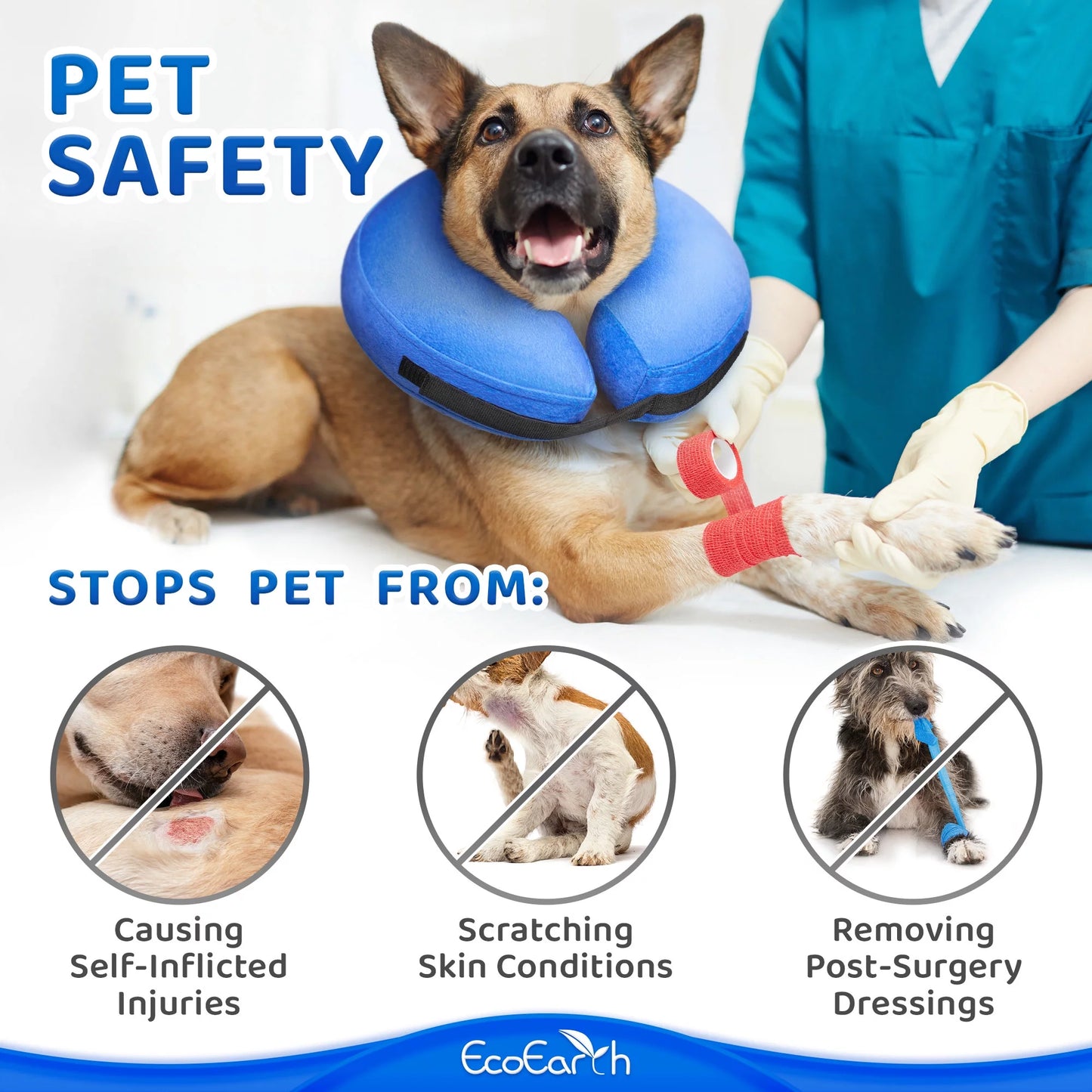 Inflatable Dog Cone (Large), after Surgery Anti-Bite Lick Wound Soft & Comfortable Protective Collar for Cats & Dogs by