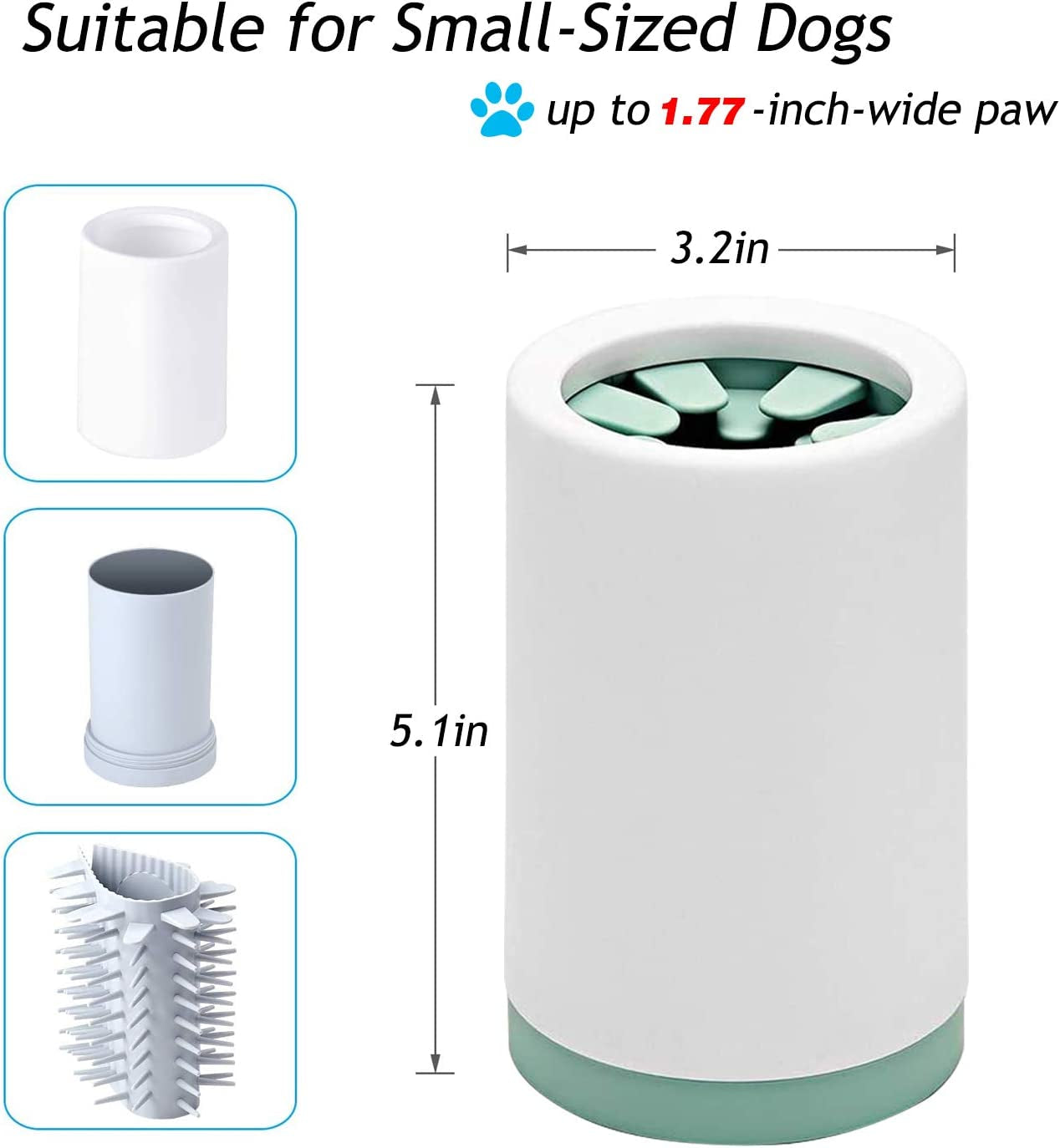 Dog Paw Cleaner - Portable Dog Paw Cleaner Foot Washer Cup for Small Medium Dogs and Cats Muddy Paw, Green S