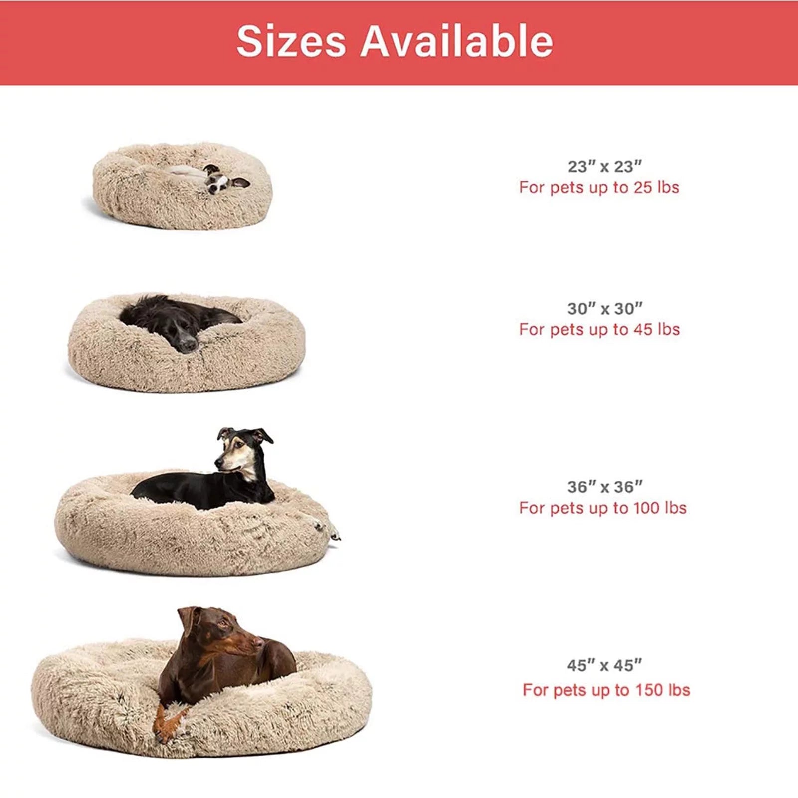 Dog Beds Calming Donut Cuddler, Puppy Dog Beds Large Dogs, Indoor Dog Calming Beds Large, 36''