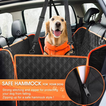 Dog Car Seat Cover for Back Seat, Waterproof Seat Protector Scratchproof Pet Hammock with 4 Bags Side Flaps, Washable Nonslip Backseat Protection for Cars Trucks and Suvs